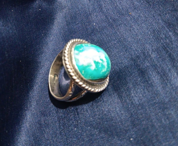 South Western native Sterling Turquoise Ring - image 2