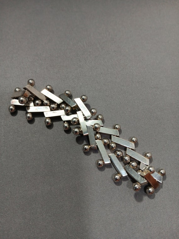 Vintage Sterling Silver Solid Reversible Bar Brac… - image 9