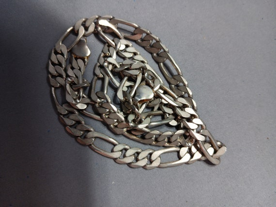 Vintage Silver Heavy 34Grm Figaro Chain Preowned … - image 4