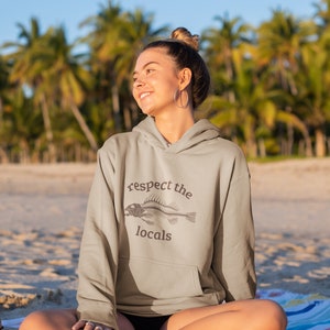 Respect the Locals Hoodie Fish Bone Sweatshirt Gifts for Surfers Beach Print Holiday Hoodie Sea Conservation Protect the Ocean Shirt image 4