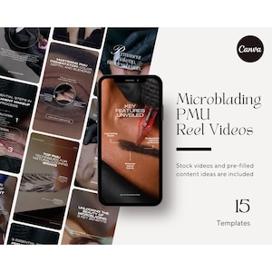 Permanent Makeup Instagram Video Reel Templates | Aesthetic PMU Artist Reel Post | PMU Social Media Post TikTok | PMU Brows Template Canva