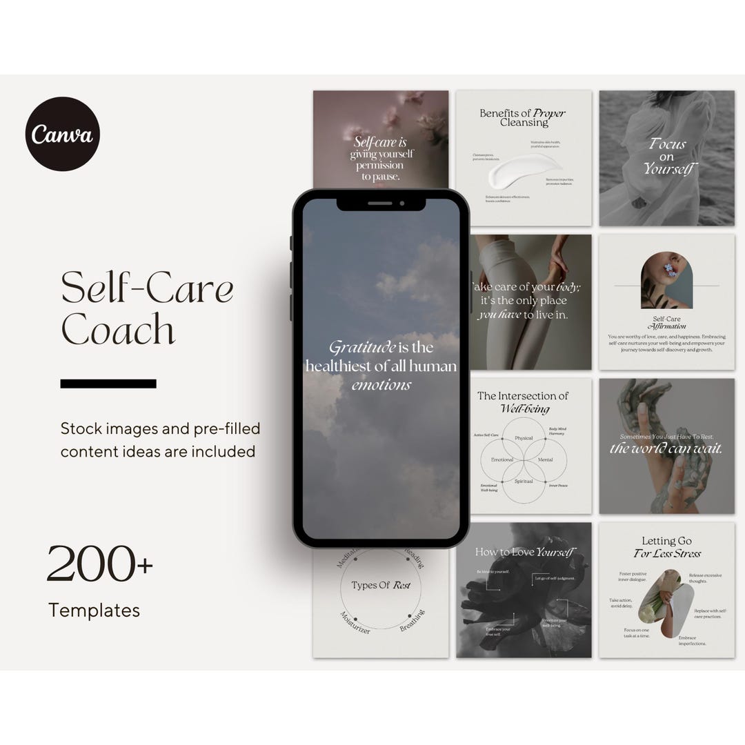 Self Care Instagram Template Post Mental Health and Wellness Coach ...