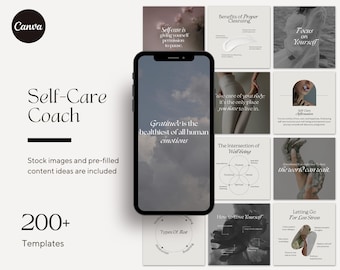 Mall för Instagram-inlägg om självvård Coach för mental hälsa och välbefinnande | Canva Engagement Booster för sociala medier | Coaching för positiv självkärlek