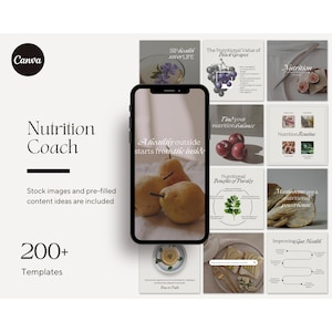 Nutrition Coach Aesthetic Instagram Post Templates, Dietician Social Media Business, Health and Wellness, Nutritionist, Food, Editable Canva