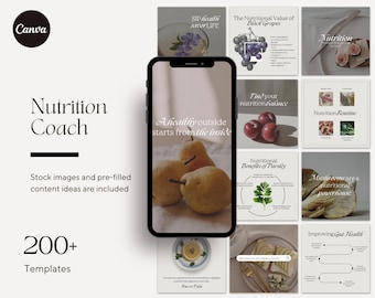 Nutrition Coach Aesthetic Instagram Post Templates, Dietician Social Media Business, Health and Wellness, Nutritionist, Food, Editable Canva