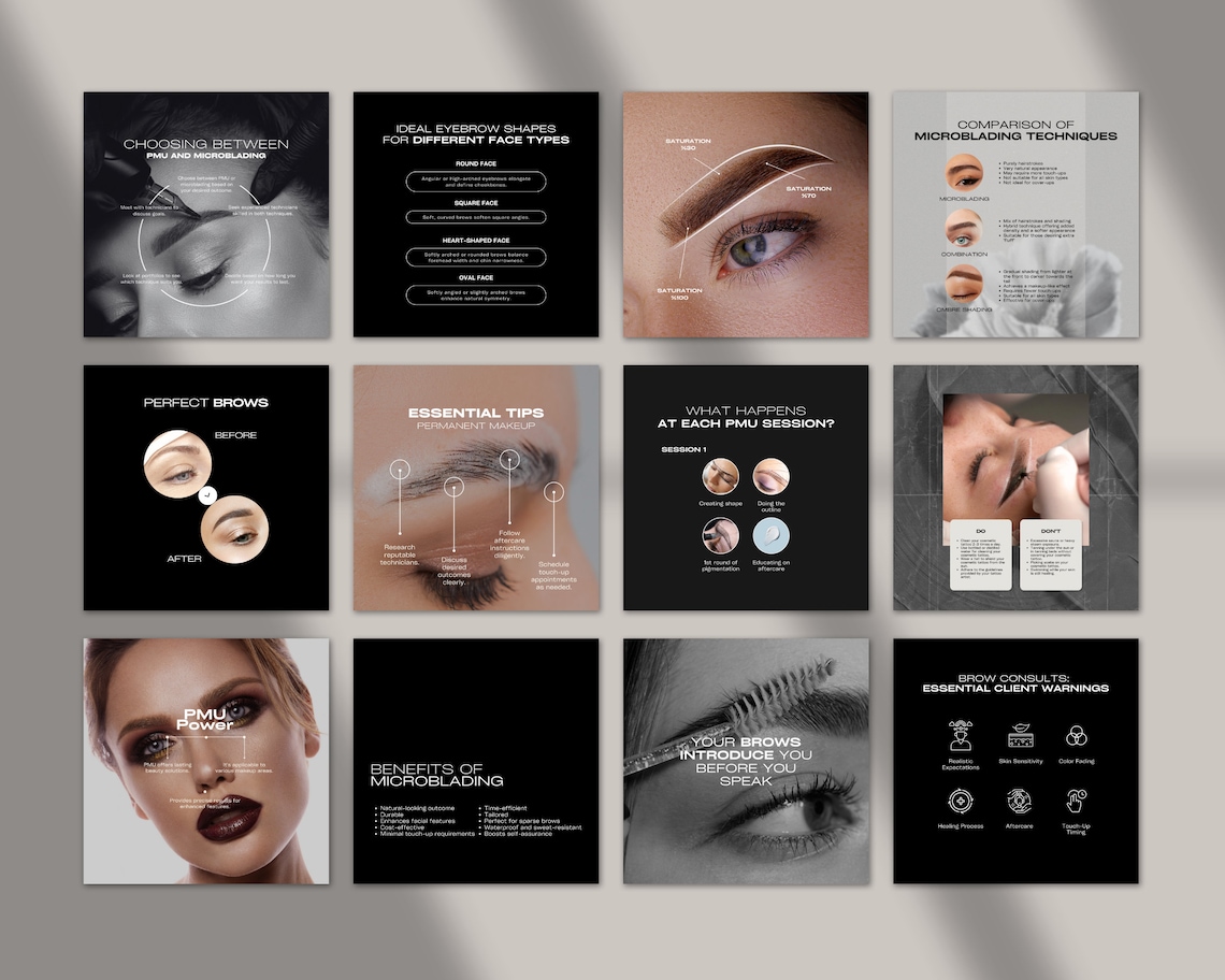 Microblading Instagram Coach Aesthetic Post Templates, PMU Brow Techs ...