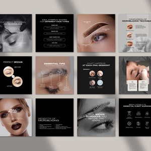 Microblading Instagram Coach Aesthetic Post Templates, PMU Brow Techs ...
