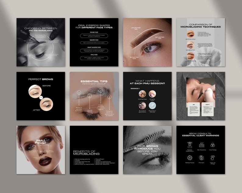 Microblading Instagram Coach Aesthetic Post Templates, PMU Brow Techs ...