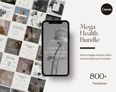 Health and Wellness Instagram Branding Bundle, Nutrition, Mental Health, Self Care Coach Social Media Engagement Booster, Editable Canva