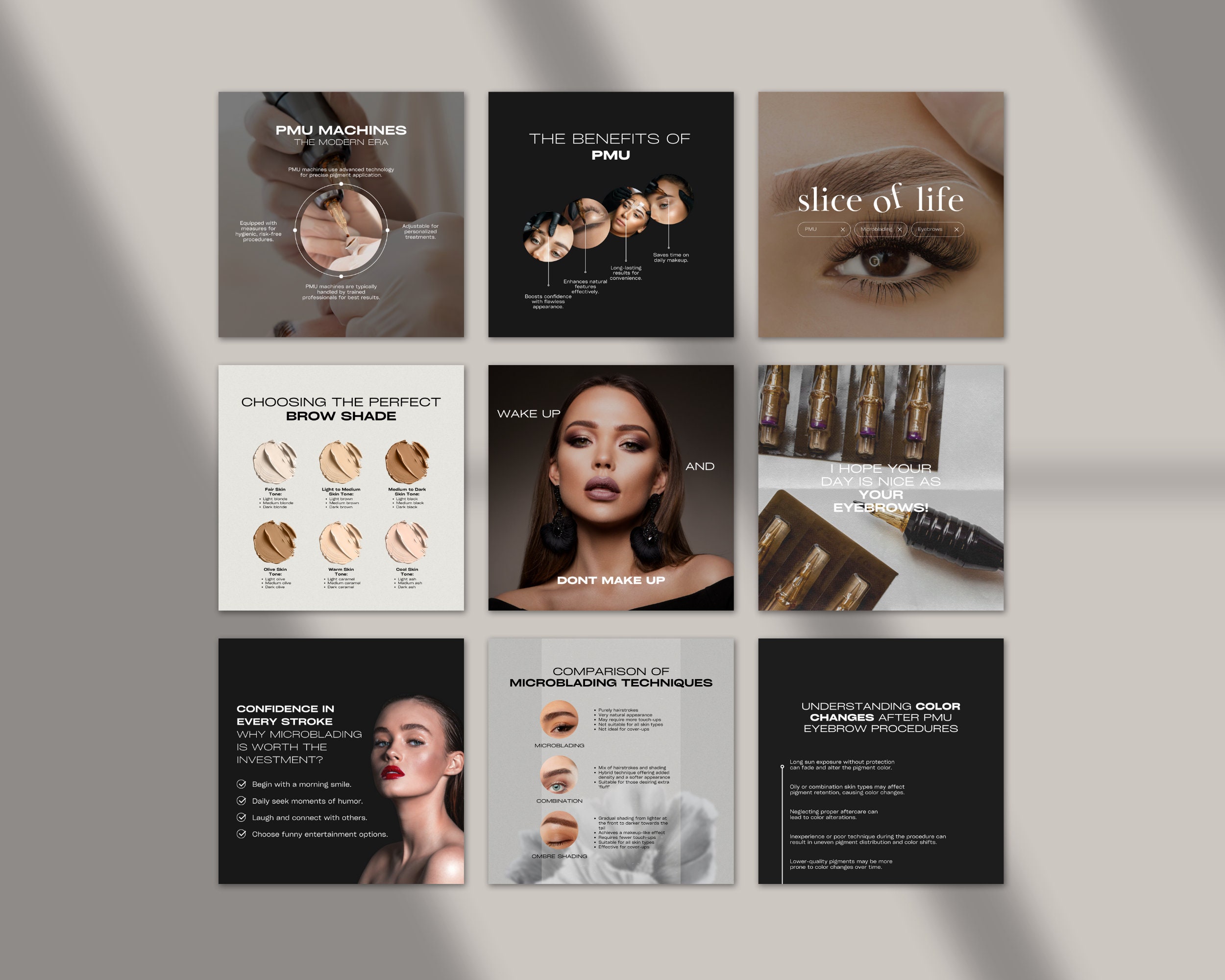 Microblading Instagram Coach Aesthetic Post Templates, PMU Brow Techs ...