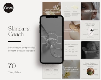 Huidverzorging Instagram Coach Esthetische berichtsjablonen, Beauty Social Media Business, Luxe schoonheidsspecialiste, dermatoloog, bewerkbare Canva-inhoud