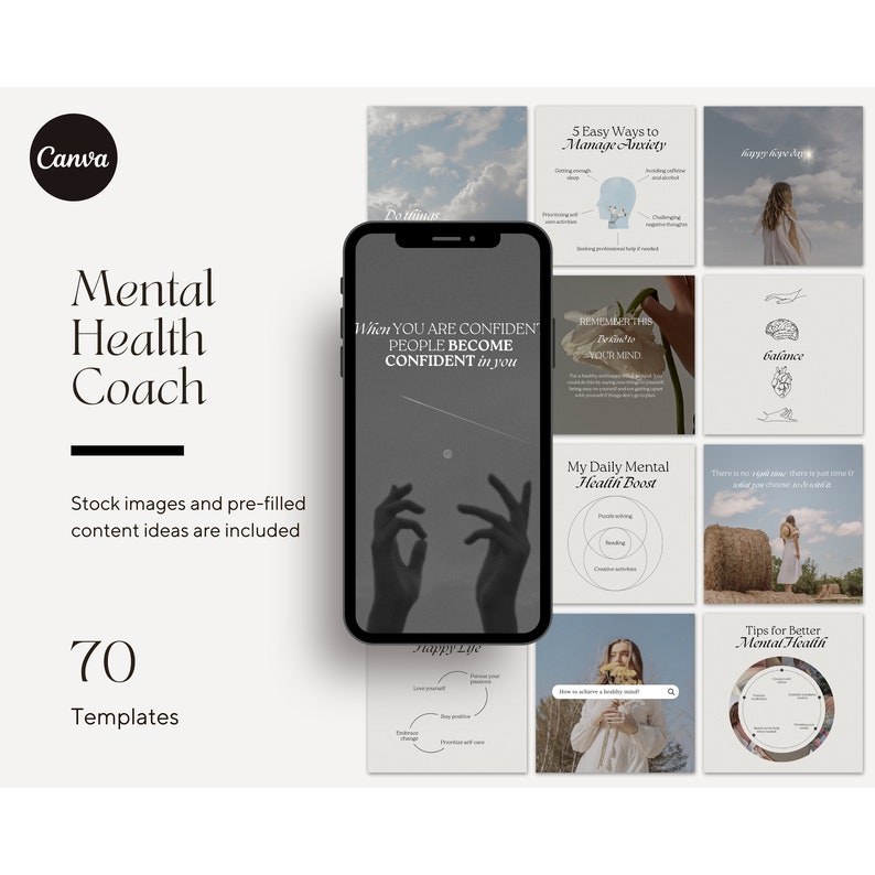 Mental Health Instagram Post Template Canva Social Media - Etsy