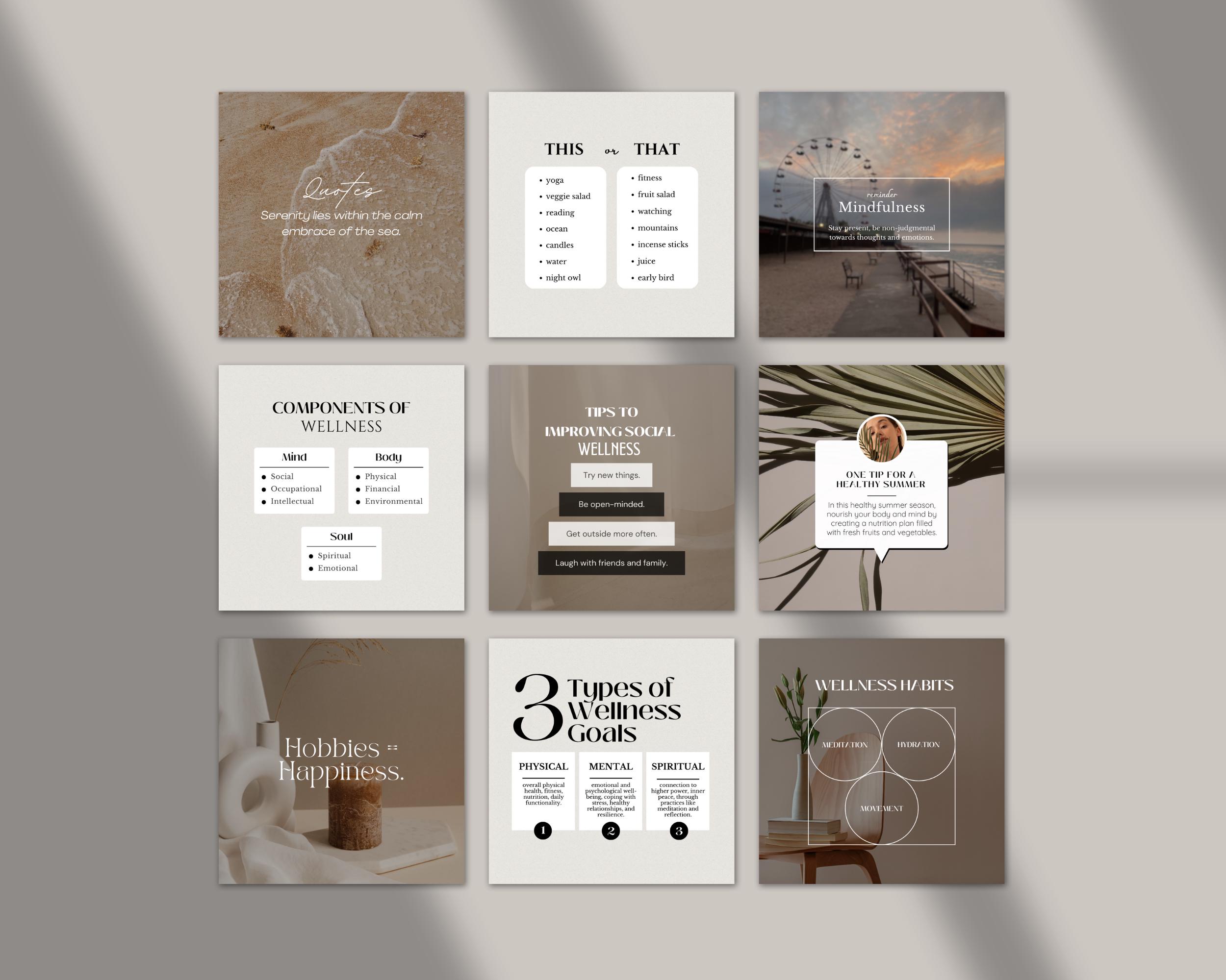 Health and Wellness Coach Instagram Posts, Social Media Mindfulness ...