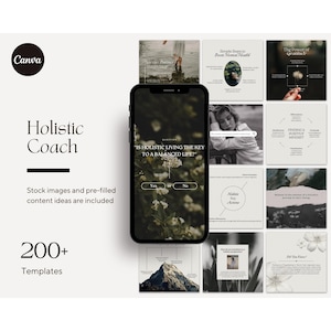 Modèle Instagram esthétique coach holistique, publication santé et bien-être, coach bien-être, publication spirituelle sur les réseaux sociaux, modèle bien-être Canva