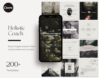 Holistic Coach Aesthetic Instagram Template, Health and Wellness Post, Wellbeing Coach, Spiritual Social Media Post, Wellness Template Canva
