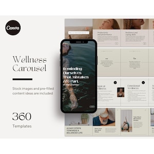 Health and Wellness Instagram Seamless Carousel Post Template Canva Editable Social Media Instagram Health Coach Template Engagement Post