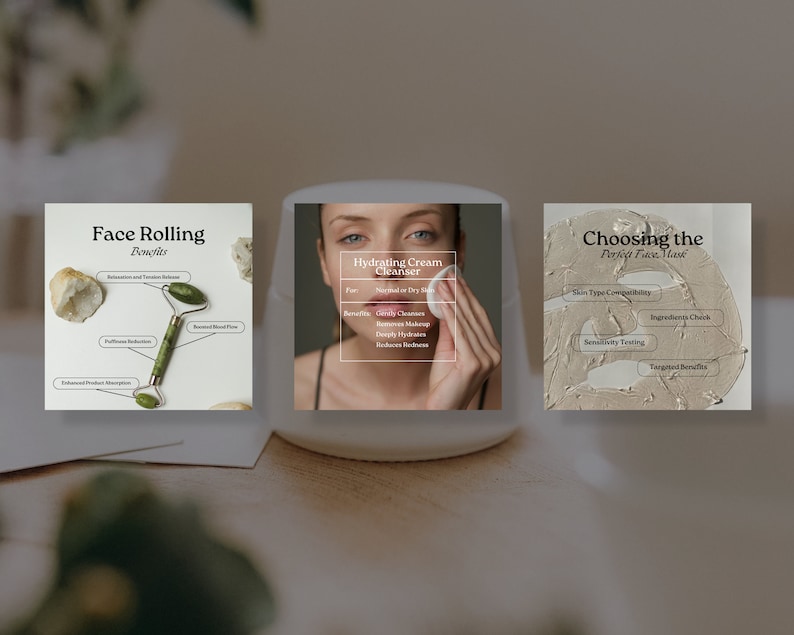 Skincare Coach Editable Instagram Templates, Elegant Esthetician Social Media Post, Beauty Quotes, Dermatologist Template, Skincare Canva image 9