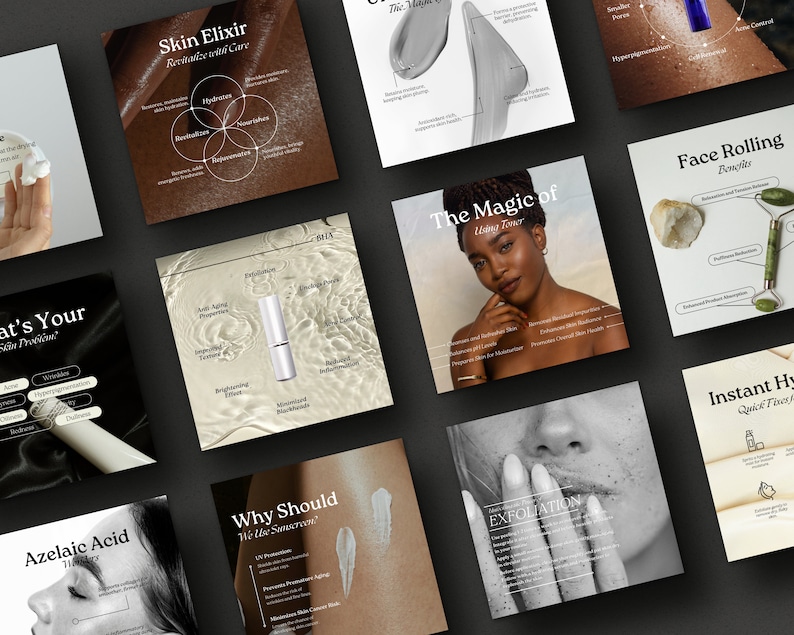 Skincare Coach Editable Instagram Templates, Elegant Esthetician Social Media Post, Beauty Quotes, Dermatologist Template, Skincare Canva image 10