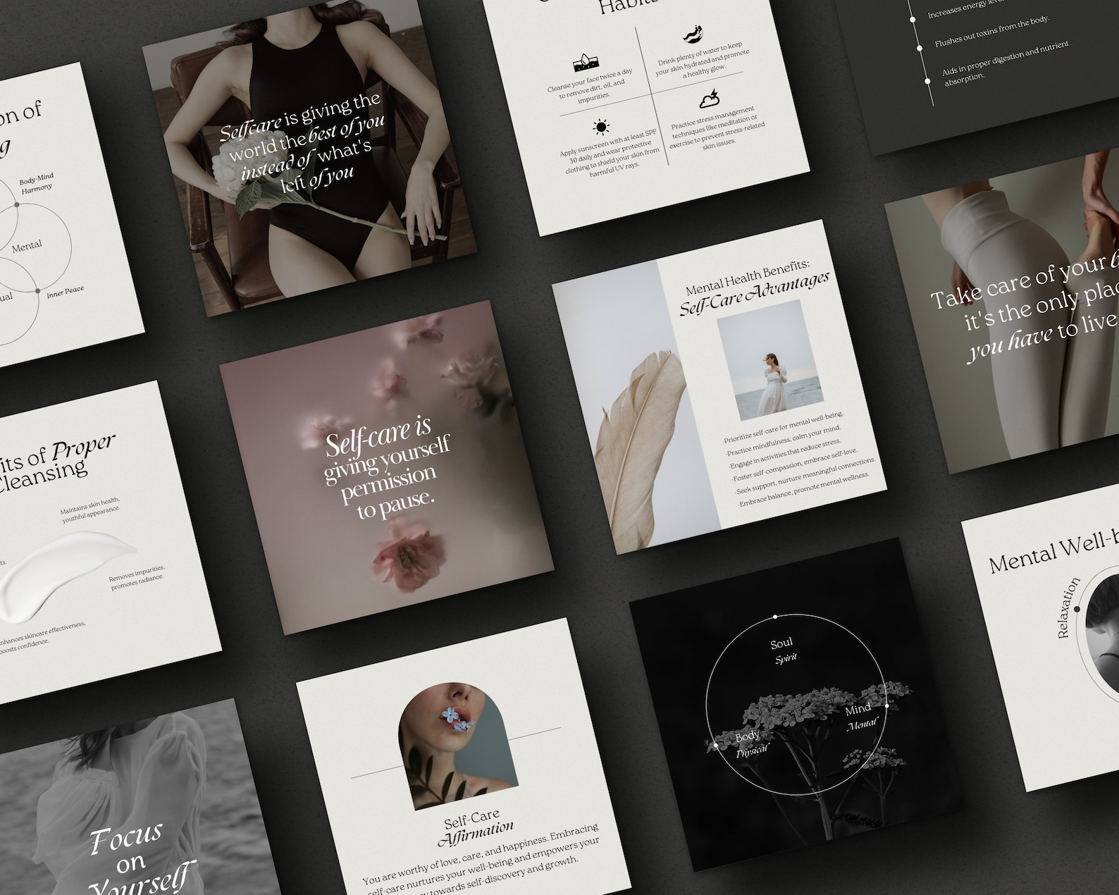 Self Care Instagram Template Post Mental Health and Wellness Coach ...