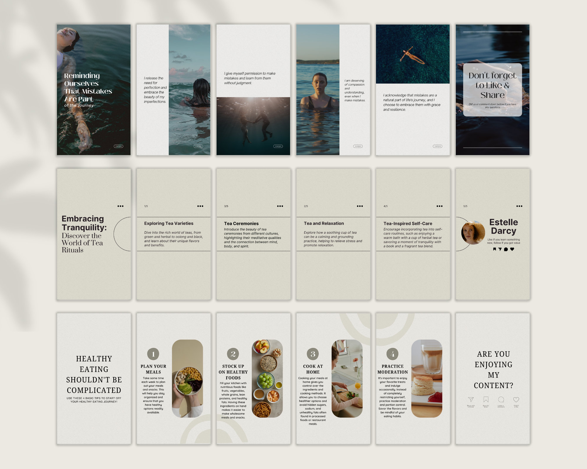 Health and Wellness Instagram Seamless Carousel Post Template Canva ...