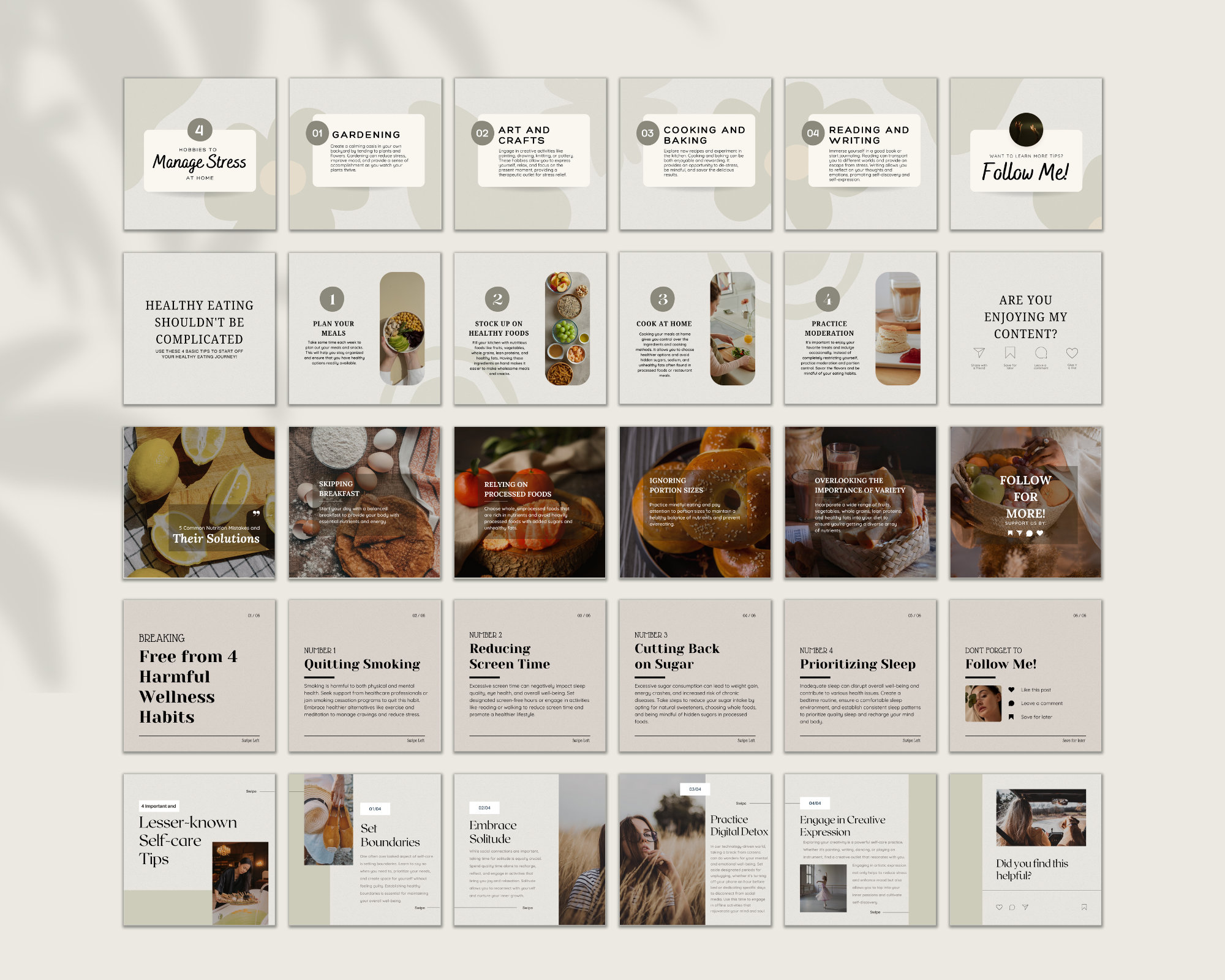 Health and Wellness Instagram Seamless Carousel Post Template Canva ...