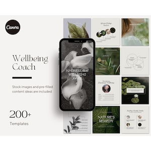 Wellbeing Coach Aesthetic Instagram Template, Health and Wellness Coach, Holistic Post, Luxury Social Media Post, Wellness Template Canva