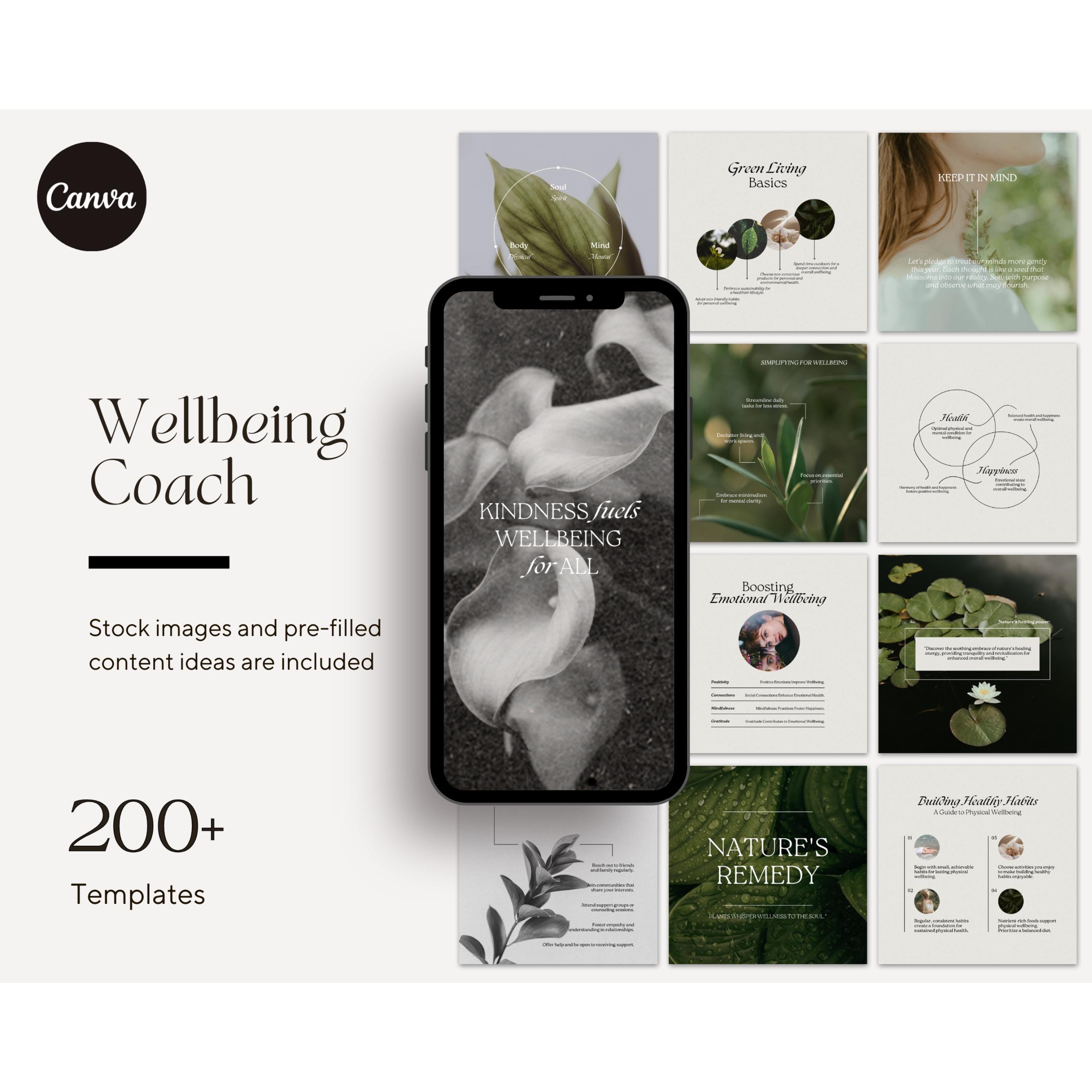 Wellbeing Coach Aesthetic Instagram Template, Health and Wellness Coach ...