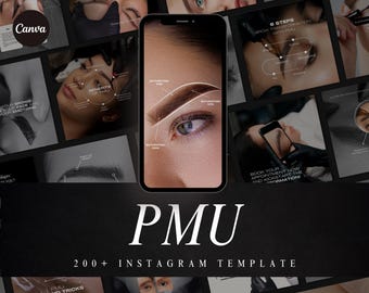 Modelli di post estetici per coach di Instagram per microblading, PMU Brow Techs Social Media Business, truccatrice permanente, contenuti Canva modificabili