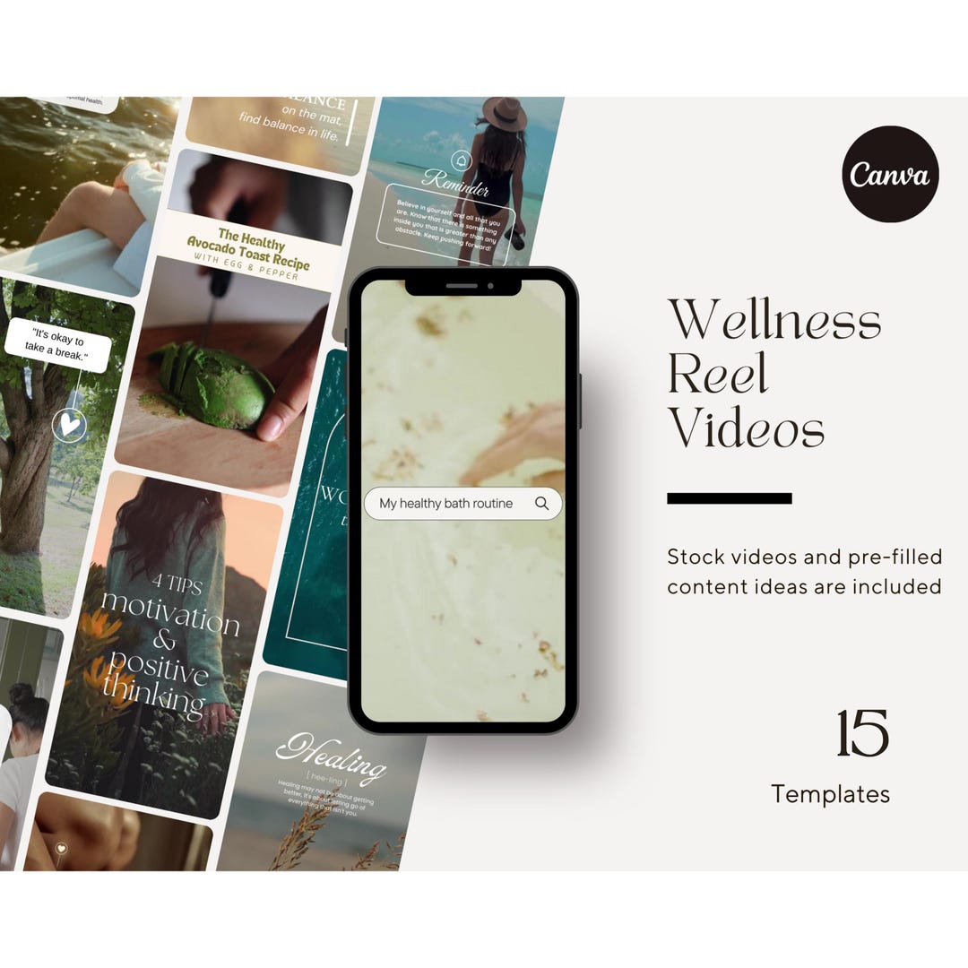 15 Wellness Instagram Video Reel Templates Canva Social Media ...