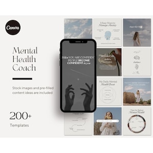 Mental Health Instagram Post Template Canva Social Media Engagement Booster Mindful Wellness and Mental Health Coach Mindfulness Mindset