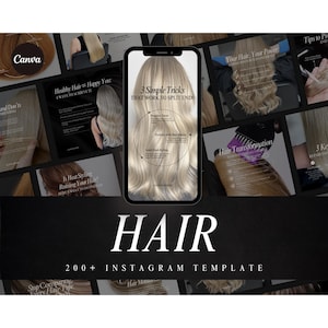 Hair Stylist Instagram Coach Aesthetic Post Templates, Modern Hair Salon Post, Hair Designer, Hairdresser, Hair Care, Editable Canva Content