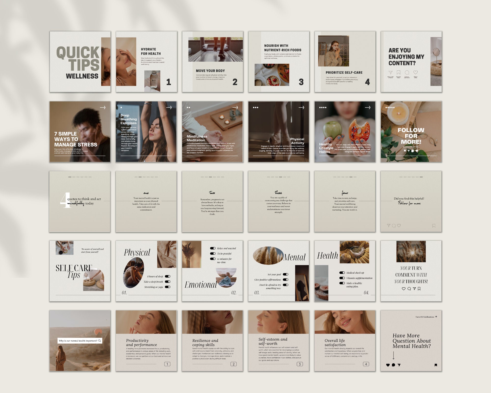 Health and Wellness Instagram Seamless Carousel Post Template Canva ...