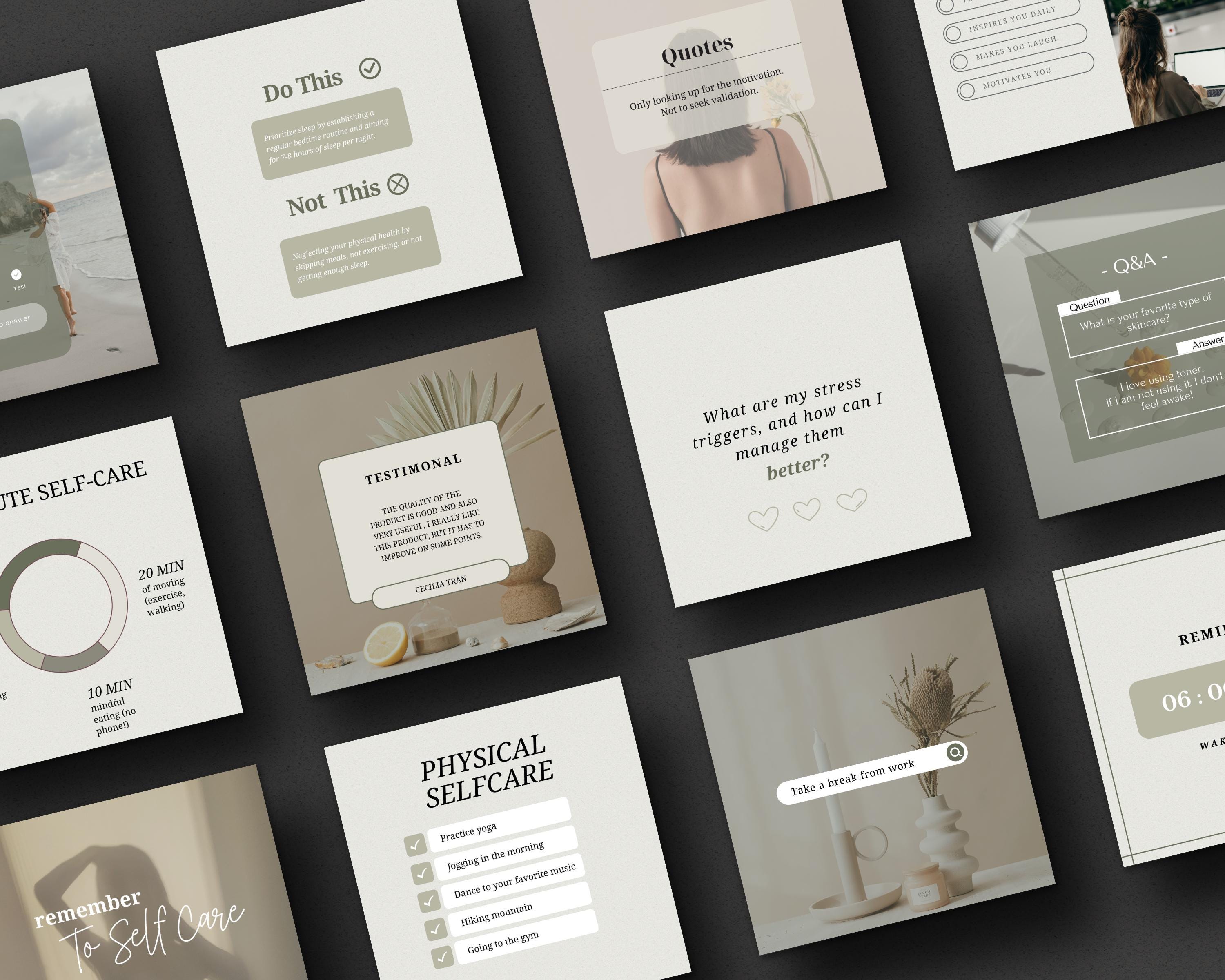 Self Care Instagram Coach Post Template | Mental Health and Wellness ...