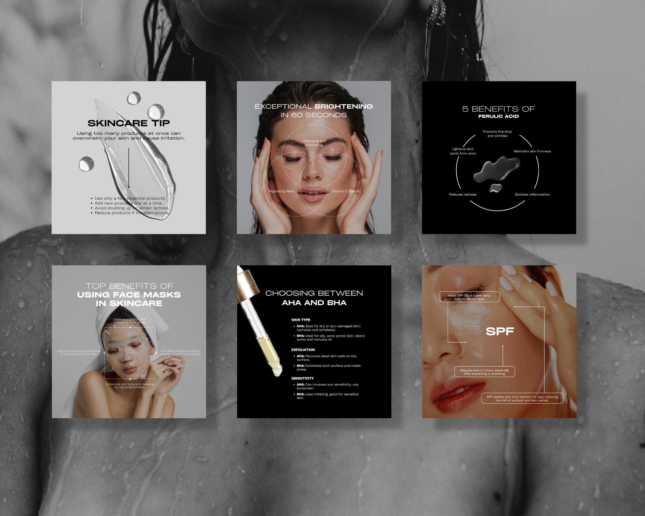Skincare Instagram Templates Aesthetic Post, Beauty Skincare Social