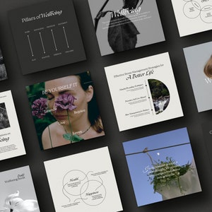 May include: A collage of images with text about wellbeing, including a woman with flowers covering her eyes, a waterfall, and a white flower. The text includes phrases like "Pillars of Wellbeing", "Be Yourself It", "Time to Wellbeing", and "Effective Stress Management Strategies for a Better Life".