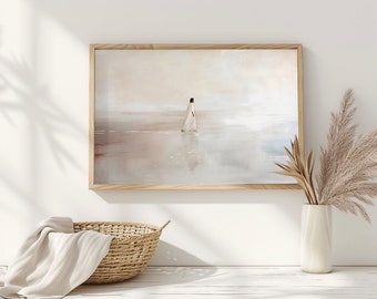 Jesus geht auf dem Wasser, gedrucktes Poster, moderne Jesus Bibel druckbare Wandkunst, minimalistische religiöse Malerei, christliches Geschenk, Wohndekor
