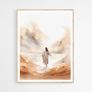 Moses Parting the Red Sea DIGITAL DOWNLOAD, Modern Jesus Bible Printable Wall Art,Digital Print Art Boho Bible Painting,Christian Faith Gift