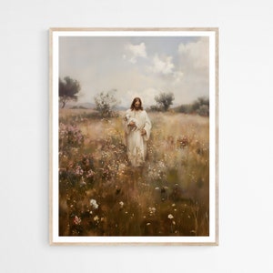 Jesus Holding Lamb DIGITAL DOWNLOAD, Parable of The Lost Sheep, The Journey Home, Printable Wall Art, Christian Faith Gift, Good Shepherd