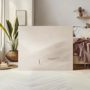Jésus laisse les 99 toile mate, peinture neutre minimaliste moderne, mouton perdu, cadeau de la foi chrétienne, Christ berger, art LDS, art biblique