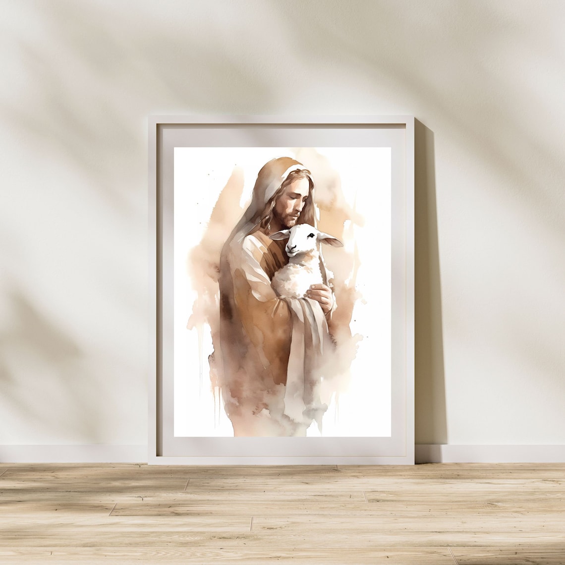 Jesus Holding Lamb DIGITAL DOWNLOAD Watercolor Wall Art - Etsy
