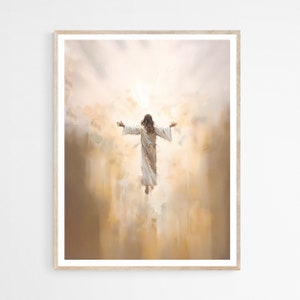 Ascension of Jesus DIGITAL DOWNLOAD, Modern Jesus Bible Printable Wall Art, Digital Print Art, Boho Bible Painting, Christian Faith Gift