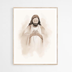 Jesus Portrait DIGITAL DOWNLOAD, Watercolor Wall Art, Modern Jesus Bible Printable Wall Art, Digital Print Art, Bible Christian Gift, Easter