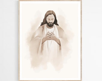 Jesus Portrait DIGITAL DOWNLOAD, Watercolor Wall Art, Modern Jesus Bible Printable Wall Art, Digital Print Art, Bible Christian Gift, Easter
