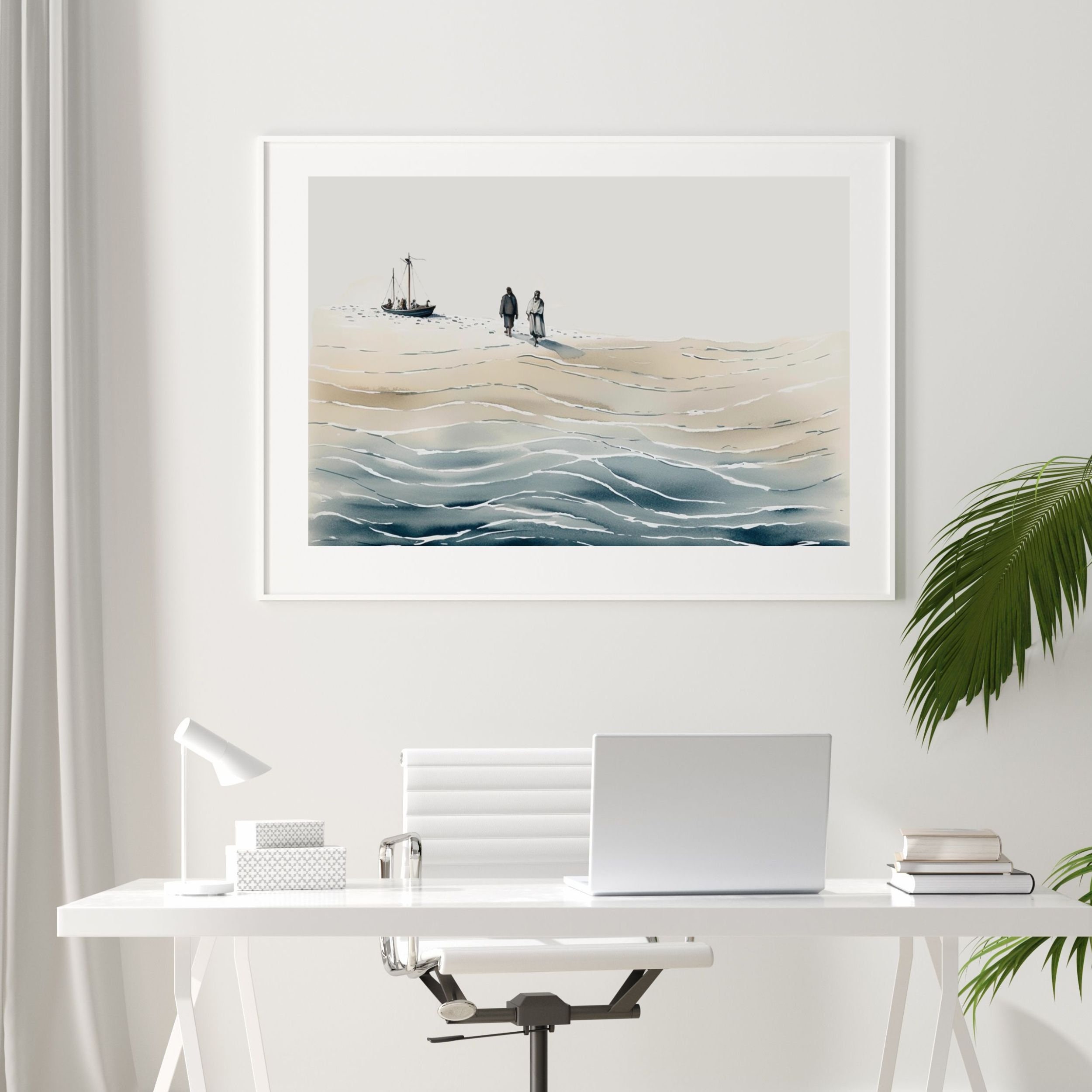 Jesus and Peter Walk on Water DIGITAL DOWNLOAD, Modern Jesus Bible ...