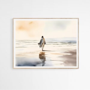 Jesús camina sobre el agua DESCARGA DIGITAL, Arte de la pared de la acuarela, Arte moderno de la pared imprimible de la Biblia de Jesús, Arte de impresión digital, Regalo cristiano de la Biblia