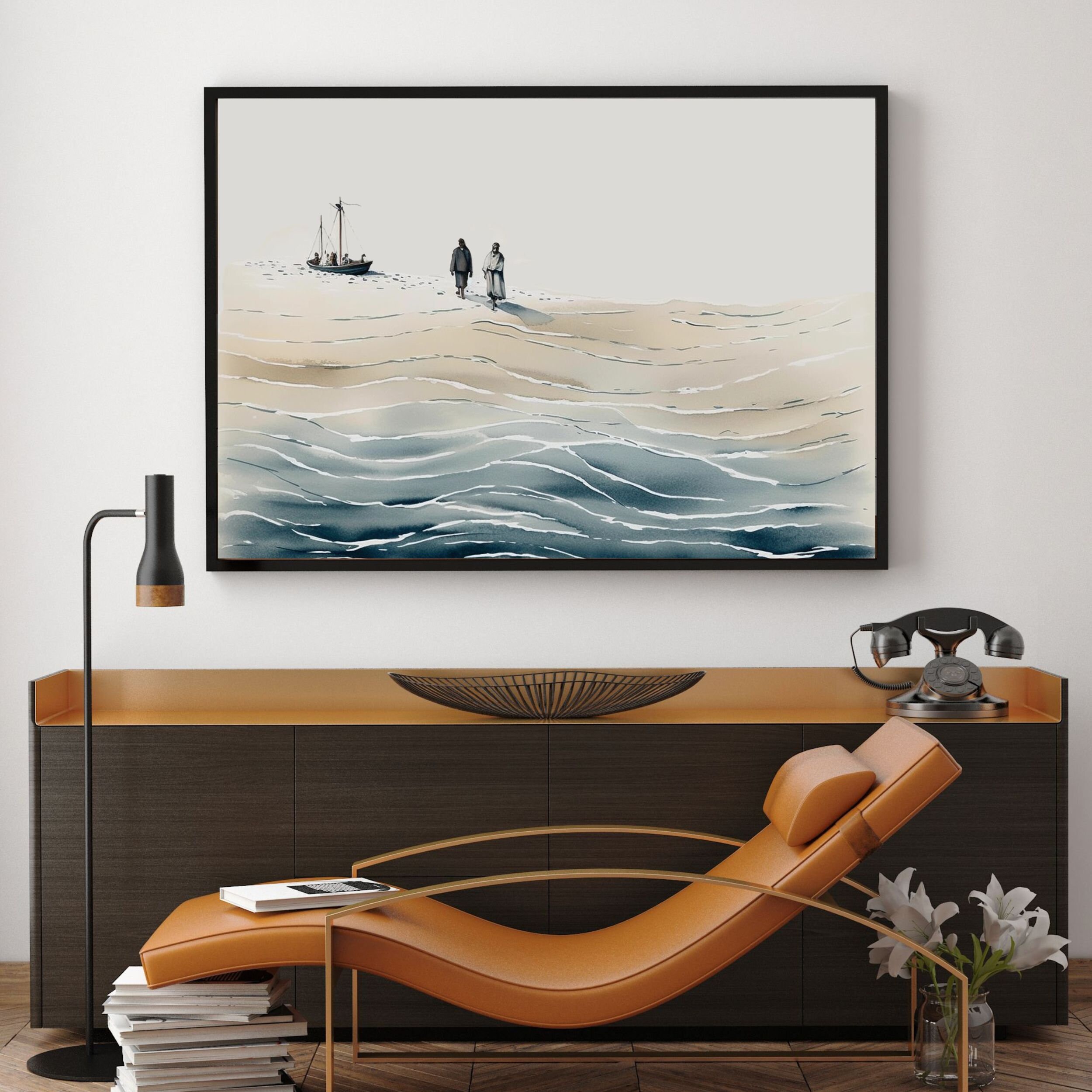 Jesus and Peter Walk on Water DIGITAL DOWNLOAD, Modern Jesus Bible ...