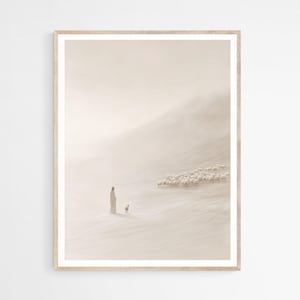Treue Hirte, Jesus Blätter die 99 DIGITAL DOWNLOAD, minimalistische neutrale Malerei, moderne Bibel druckbare Kunst, christlicher Glaube Geschenk, LDS Kunst