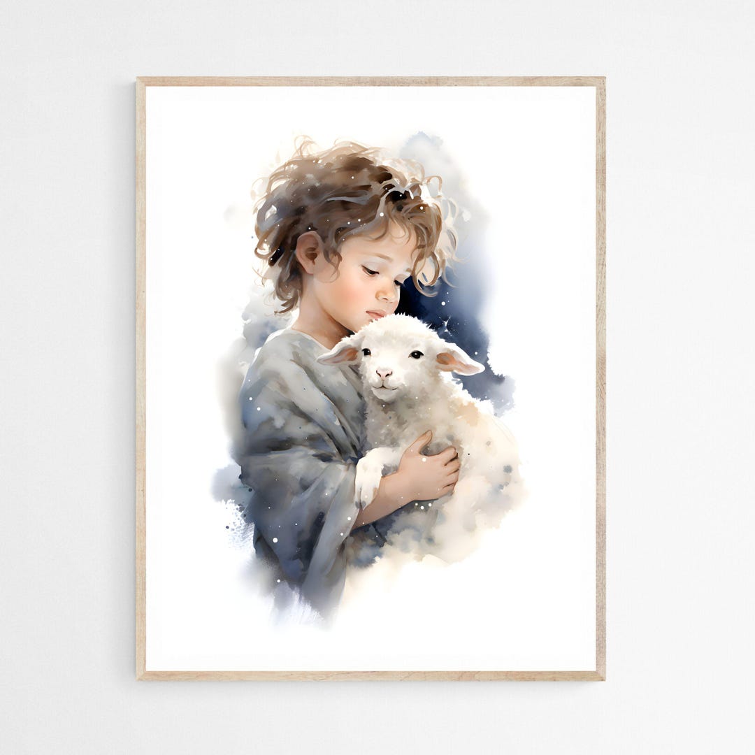 Nativity Scene Boy Shepherd and Lamb DIGITAL DOWNLOAD, Christmas ...