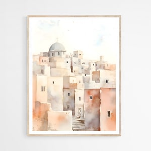 Jerusalem Town DIGITAL DOWNLOAD, Modern Jesus Bible Printable Wall Art, Digital Print Art Bible Painting, Christian Faith Gift