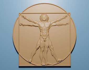 Da Vinci Man Relief Design STL File for CNC Router Engraver, Artcam and Aspire Compatible, Ideal for Wood Art and Wall Decor